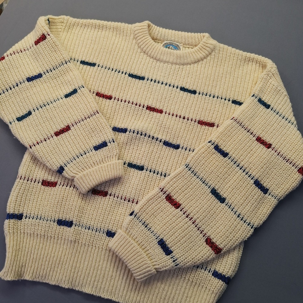 Environmental Clothing Co Mens Large Wool Striped Crewneck Sweater USA Made